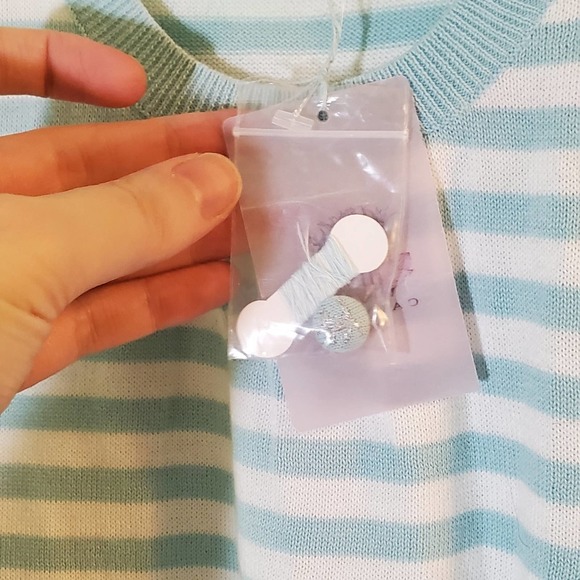 NWT Calypso Enfant Light Blue Striped Cotton Dress ~ French Designer Size 6 Girl - Picture 6 of 10